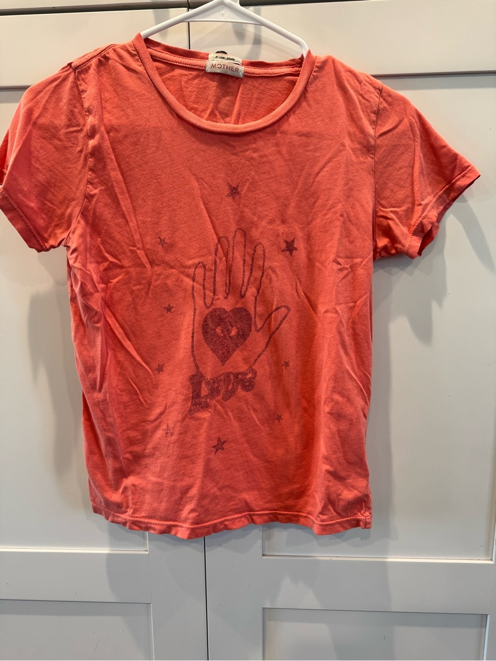 MOTHER denim itty bitty goodie goodie tee in seeing love size xs